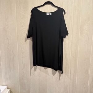 Chico's Travelers Classic Black Asymmetrical, Cold Shoulder Top